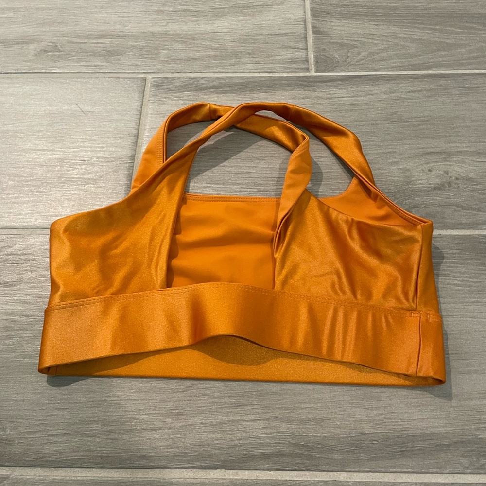 Dyi Sports Bra Crop Top Small Shiny Orange